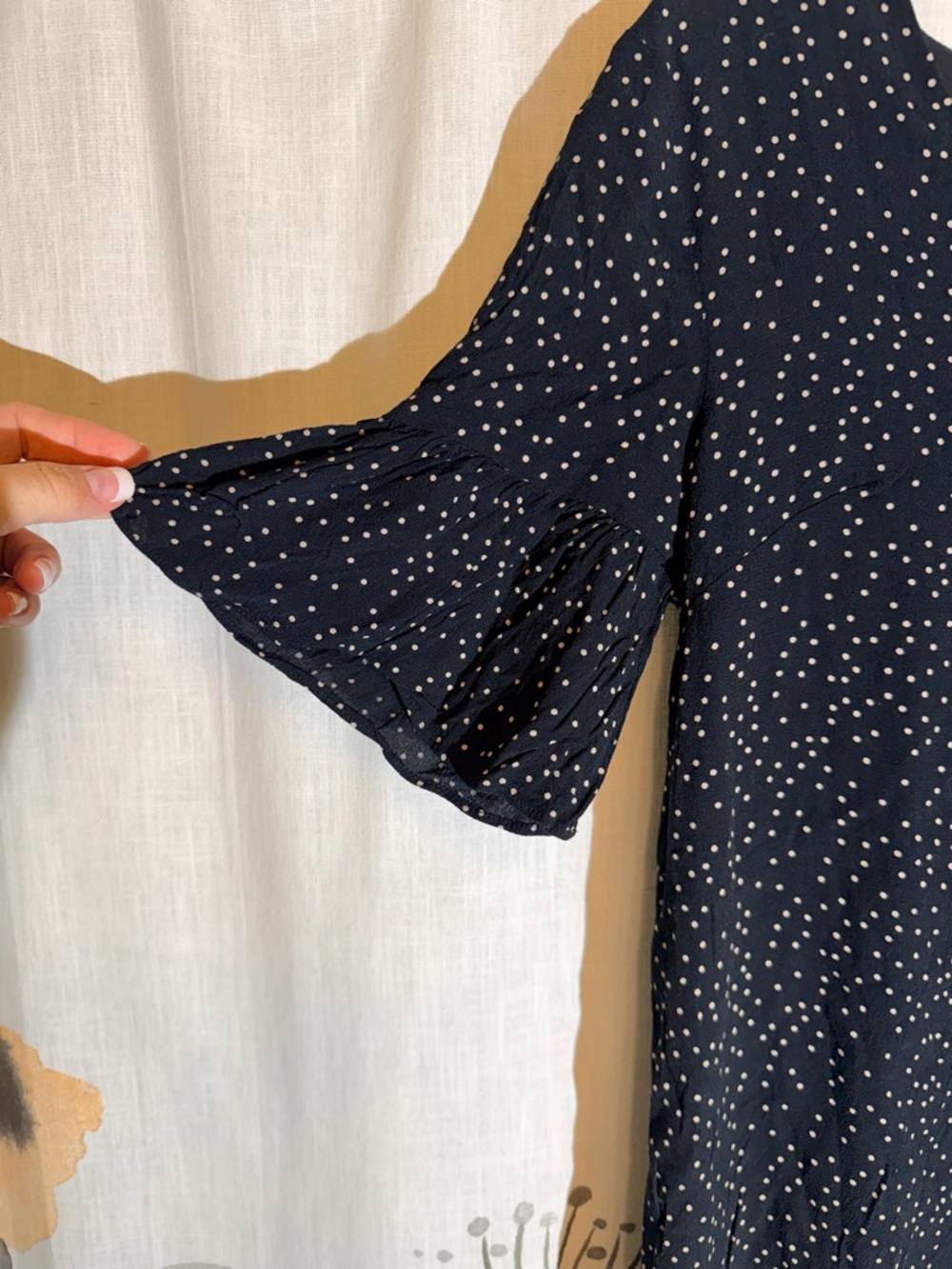 Madewell Black Polka Dot V-Neck Mini Dress - Picture 4 of 10